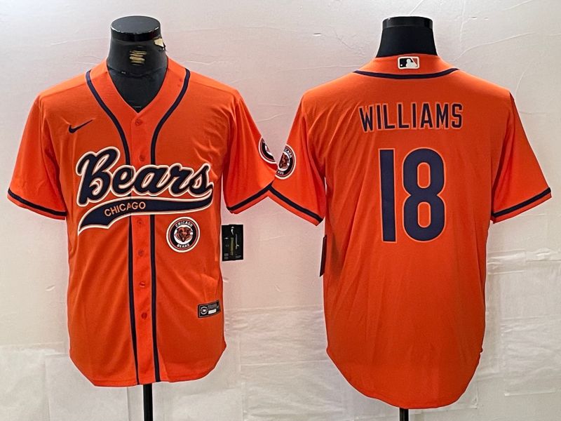 Men Chicago Bears 18 Williams Orange Joint Name 2024 Nike Limited NFL Jersey style 2